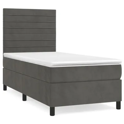 Produktbild von vidaXL Boxspringbett mit Matratze Dunkelgrau 90x190 cm Samt