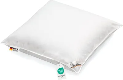 A white pillow is shown on a white background.
