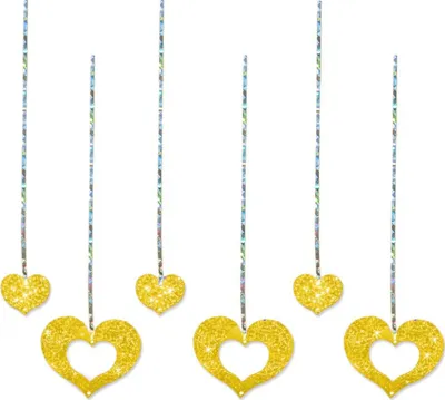 Produktbild von Oblique Unique Lametta mit Herzen Herzlametta Dekoration Party Fasching Karneval gold