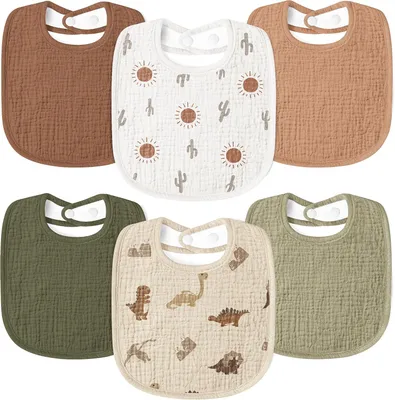 Obrázek produktu pro Měkké pleny pro miminka – mušelína – šátky – jemné – nastavitelné – čtvercové – 6 kusů – univerzální – pro dívky i chlapce