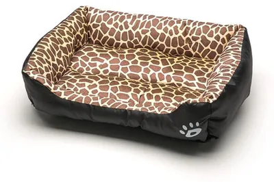 Image de Panier pour chien, forme rectangulaire, motif léopard, taille S (43 x 32 cm), doux et moelleux, idéal pour les chiens et les chats