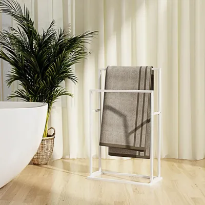 Obrázek produktu pro The Living Store Věšák na ručníky White 48x24x78,5 cm Iron