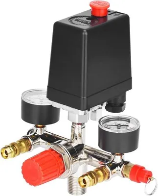 Produktbild von Famanu Luftkompressor Druckschalterregler 90-120 PSI mit Doppelmanometern