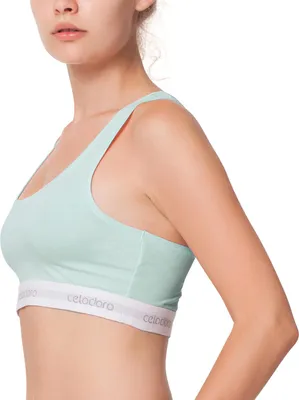 Produktbild von Celodoro Damen Bustier mit Webgummi-Bund (1 Stück) Sport Bra Top - Türkis L