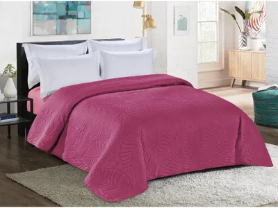 Obrázek produktu pro Fialový přehoz na postel se vzorem LEAVES Rozměr: 200 x 220 cm