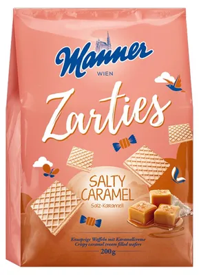 Obrázek produktu pro Manner Zarties Slané karamelové křupavé oplatky s karamelem 200g