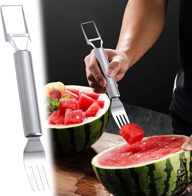 Produktbild von 1 Stück Silberschneider für Wassermelonen, 2-in-1 Edelstahl Obstschneider