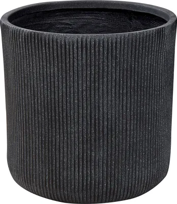Obrázek produktu pro BELIANI Venkovní květináč z hliněných vláken šedý 45 x 45 x 45 cm kulatý UV odolný žebrovaný rýhovaný povrch jednobarevný tradiční