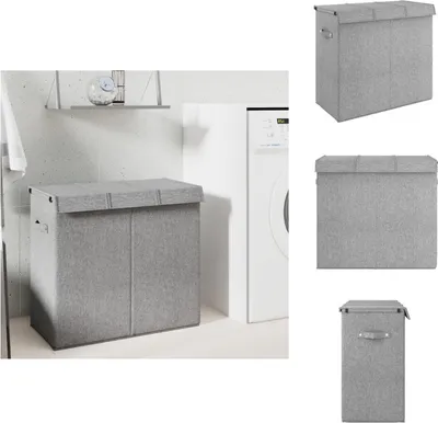 Produktbild von vidaXL Faltbarer Wäschekorb Grau 64,5x34,5x59 cm Leinenimitat Stoff - Wäschekörbe