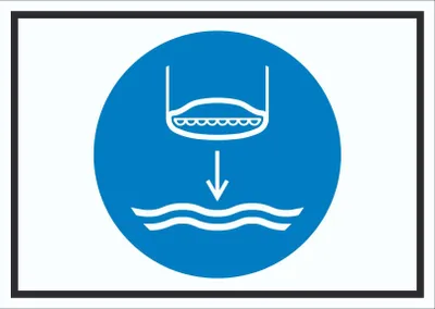 Produktbild von Rettungsboot fieren beim Aussetzvorgang Symbol Schild A6 Rückseite selbstklebend