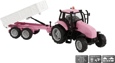 Produktbild von Kids Globe Die Cast Traktor mit Anhänger in rosa