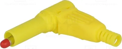 Immagine prodotto di 2 connettori a banana da 4 mm, gialli, per cavi. Connettori a banana da 4 mm, isolati, lunghezza 40 mm, 32 A