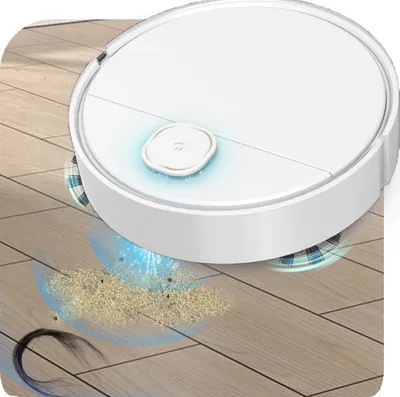 Produktbild von AIORBER Saugroboter, Kehren, Wischen, Staubsaugen, automatische Reinigung, Kehrroboter, geräuscharm, geeignet für Böden, Teppiche, 25x25x6,5cm, Weiß