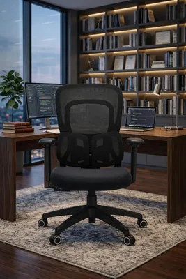 Produktbild von Ergonomischer Bürostuhl mit verstellbaren Armlehnen und Netzrücken