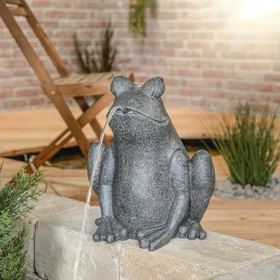 Produktbild von esotec Wasserspeier mit Solarpumpe FROSCH Teichfigur Gartenfigur 101668