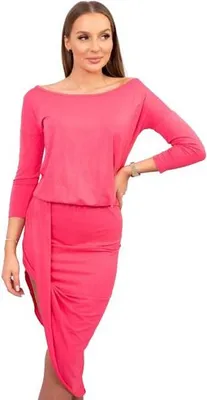 Produktbild von Asymmetrisches Kleid, 3/4-Arm, Himbeere