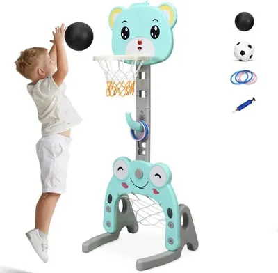 Produktbild von 3 in 1 Kinder Basketballständer höhenverstellbar Kinder Spielplatz Basketballkorb & Fußballtor & Wurfspiel