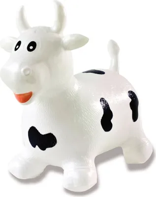 Imagen del producto de Jamara, juguete para niños con forma de vaca blanca y negra, que incluye una bomba de aire