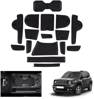 Obrázek produktu pro Protiskluzové rohože do vozu Jeep Renegade, rohože na středovou konzoli, rohože do dveřních švů, příslušenství pro model Renegade 2019–2024, černé, protiskluzové gumové rohože
