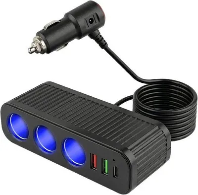 Productafbeelding van SnelShoppen - 6-in-1 sigarettenaansteker verdeler voor auto, camper, boot, met USB-poorten, multifunctioneel, handig voor onderweg, ideaal voor reizen