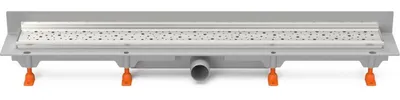 Obrázok produktu pre Úzky podlahový odtok k stene 750 mm, bočný prípoj D40, lesklá kvapka s rámom z nehrdzavejúcej ocele CH 750 DN 2
