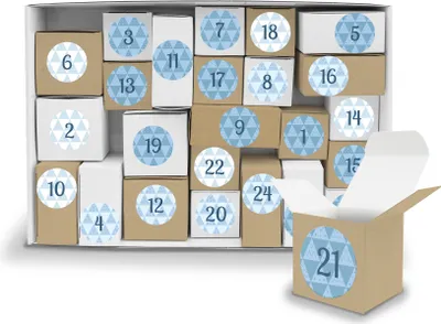 Produktbild von Adventskalender Komplettset zum Füllen und Aufstellen  + Sticker V12 Z26