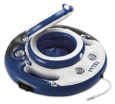 Imagen del producto de Intex 56822, barra para piscina, enfriador grande de 89 cm de diámetro, enfriador de bebidas, con 5 portavasos, capacidad para 24 latas de bebida