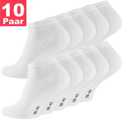 Produktbild von Damen & Herren Sneaker Socken Kurz (10 x Paar) für Frauen & Männer aus Baumwolle Einfarbig | Damensocken Quarter Sneakersocken Füßlinge 10 Paar | Weiß 35-38