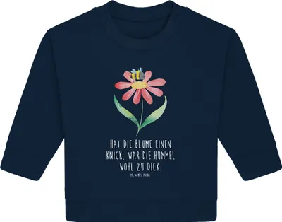 Produktbild von Mr. & Mrs. Panda Organic Baby Pullover Hummel Blume 12. - 18. Monat - French Navy - Geschenk, Wespe, Hummeln, Lustige Sprüche, Bullover, Biene, Natur