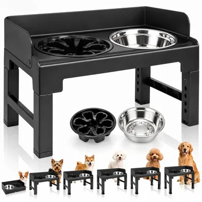 Produktbild von Erhöhte Hundenapf, 6-fach höhenverstellbar, für Hunde, Futterstation