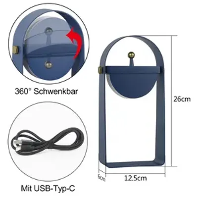 Produktbild von ZMH LED Tischleuchte Blau Nachttischlampe Tragbar Stimmung 360°schwenkbar Wireless Dimmbar LED fest integriert
