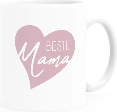 Produktbild von Kaffee-Tasse Beste Mama Herz Geschenk für Mama zum Muttertag Weihnachten Danke sagen SpecialMe® weiß Keramik-Tasse