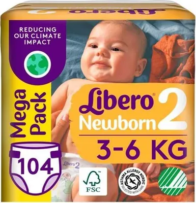 Obrázok produktu pre Libero Newborn 2 Mega Pack (104 ks) 3 - 6 kg