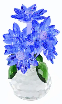 Kristall-Gänseblümchen-Strauß in Vase, 5 Blüten, Höhe 10 cm