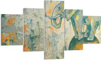 Produktbild von Bild auf Leinwand - Leinwandbild - Elefant Abstraktion - 125x70cm - Wand Bild - Wanddeko - Leinwanddruck - Bilder - Kunstdruck - Wanddekoration - Leinwand bilder - Wandkunst - EA125x70-3566