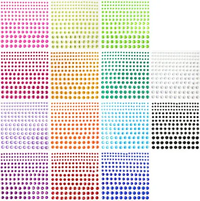 Productafbeelding van Zelfklevende glitters - meer dan 2300 stuks op 14 velletjes - voor gezichtsmake-up, nageldecoraties en knutselwerkjes