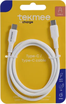 Image de TEKMEE 40 43 01 71 Câble de charge USB-C nylon blanc