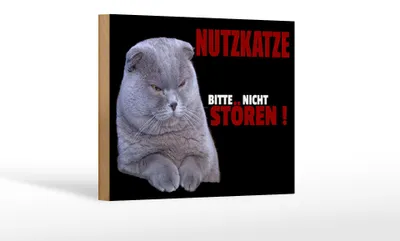 Produktbild von Holzschild Spruch 18x12cm Nutzkatze bitte nicht stören schwarz
