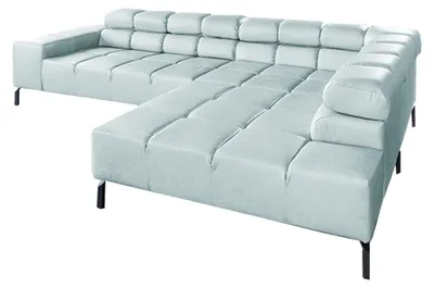 Produktbild von KAWOLA Sofa NELSON Ecksofa Leder hellblau mit motorischem Sitzvorzug Recamiere rechts