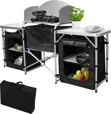 Obrázok produktu pre SWANEW Camping Kitchen Kitchen Box Alu Splash Guard Windbreak s prepravnou taškou 5 priehradiek