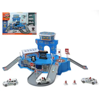 Produktbild von Rennbahn mit Rampen Blau Polizei 44 x 32 cm