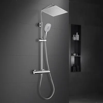 Obrázek produktu pro Dešťový sprchový systém JOHO s termostatickou baterií, termostatická sprchová souprava z nerezové oceli s horní sprchou XL 25 * 25 cm chrom