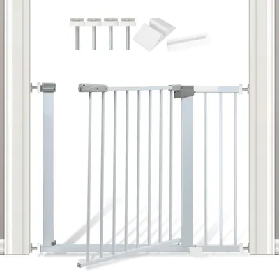 Image de Bettizia Barrière de sécurité à fermeture automatique 97-104 cm Porte bébé Porte d'escalier Largeur réglable s'adapte aux différentes pièces Matériau antichoc extra durable