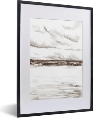 Produktbild von MuchoWow® MuchoWow® Gerahmtes Poster Meer - Himmel - Strand 30x40 cm - Poster mit zchwarzem Bilderrahmen - Wandposter Schlafzimmer