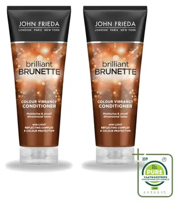Productafbeelding van 2 x John Frieda Brilliant Brunette Conditioner voor droog haar, 250 ml - Grote verpakking - 2 stuks