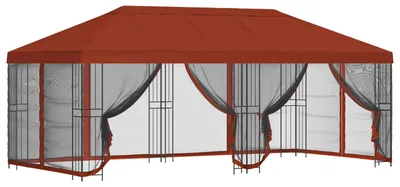 Image de Gazebo avec murs latéraux 6 x 3 m Terre cuite