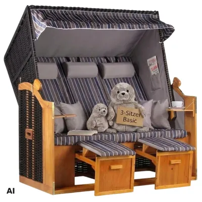 Produktbild von Strandkorb XXL 3 Sitzer für Garten & Terrasse aus Wacholderholz – Mr. Deko
