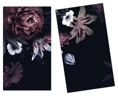 Produktbild von Spritzschutz Herdabdeckplatte Schneidebrett aus Glas Florales Vintagemuster 2-Teilig (60x52cm)