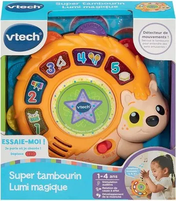 Obrázek produktu pro Interaktivní hudební tamburína VTech Baby Super Tambourine Lumi Magique, vícebarevná, 1–4 roky