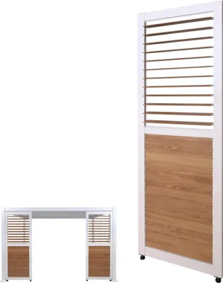 Produktbild von Lamellenwand für Pergola HWC-P65, Lamellenpaneel Modul Paneel Seitenwand, Aluminium 220x68cm Holzoptik weiß